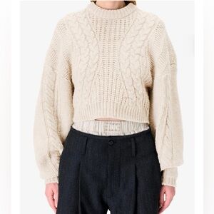 NWT IRO GYSELLA CROPPED CABLE KNIT ECRU XS $565